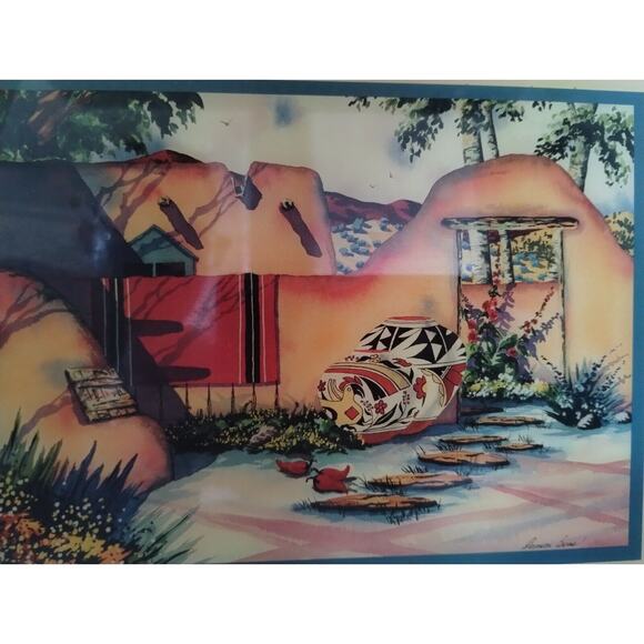 Leanin' Tree Dorman Burns Tile Painting Southwest Landscape Encantada Easel Back - Picture 4 of 5